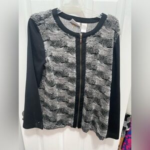 Alfred Dunner Black and Gray Cardigan Sweater